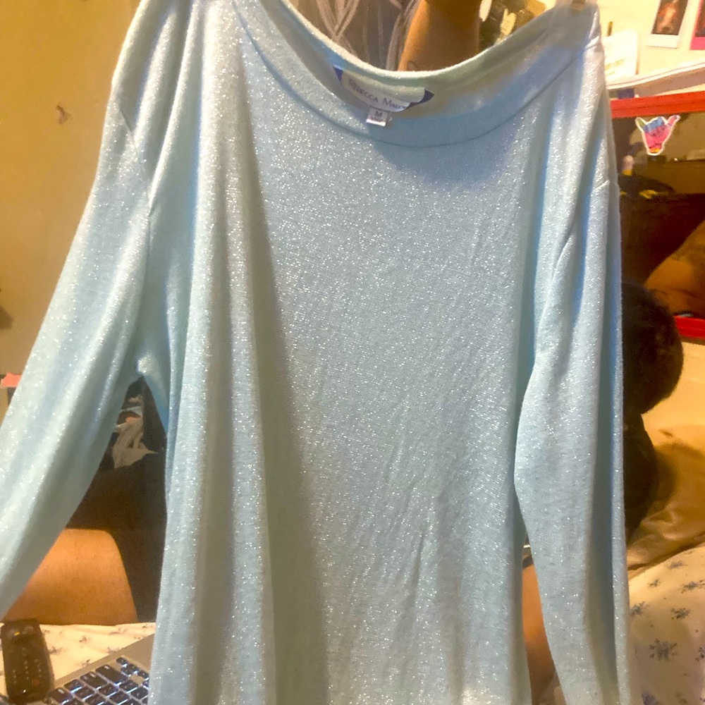 Rebecca malone blue sparkling soft blouse